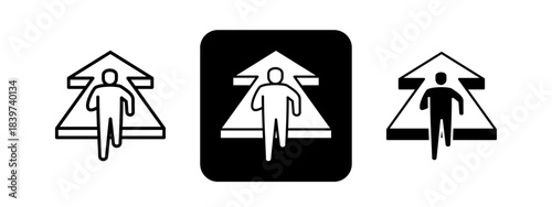 Progress  Solid color and black line drawing vector illustration set