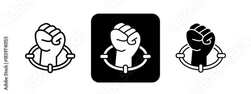 Focus  Solid color and black line drawing vector illustration set