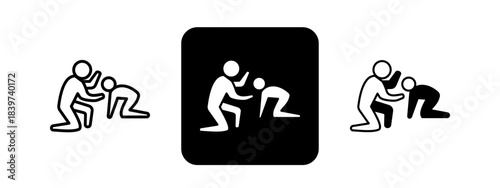 Drive  Solid color and black line drawing vector illustration set