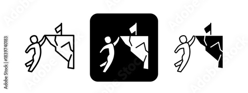 Determination  Solid color and black line drawing vector illustration set