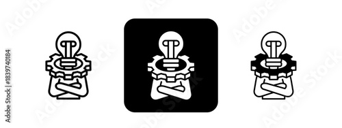 Initiative  Solid color and black line drawing vector illustration set