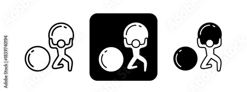 Perseverance  Solid color and black line drawing vector illustration set