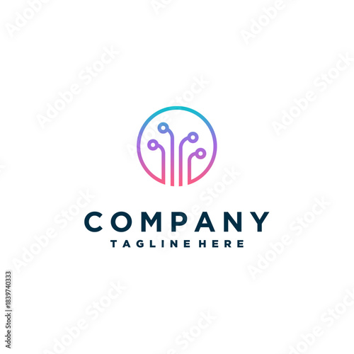 technology logo template design, emblem, symbol, or icon