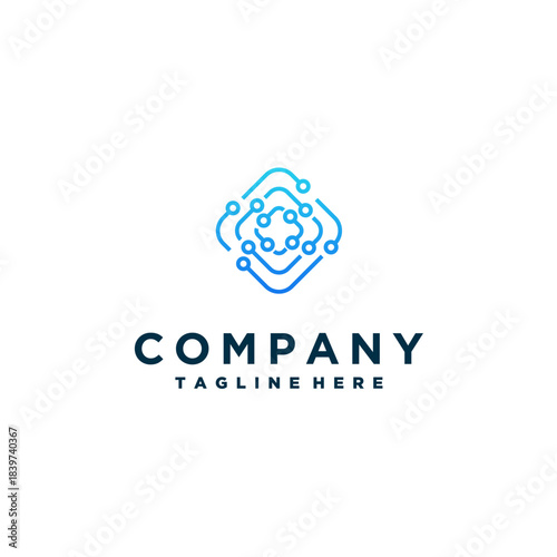 technology logo template design, emblem, symbol, or icon