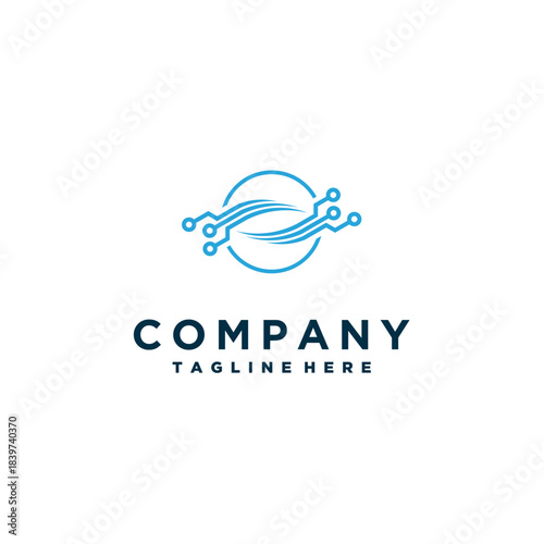 technology logo template design, emblem, symbol, or icon