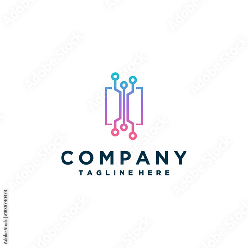 technology logo template design, emblem, symbol, or icon
