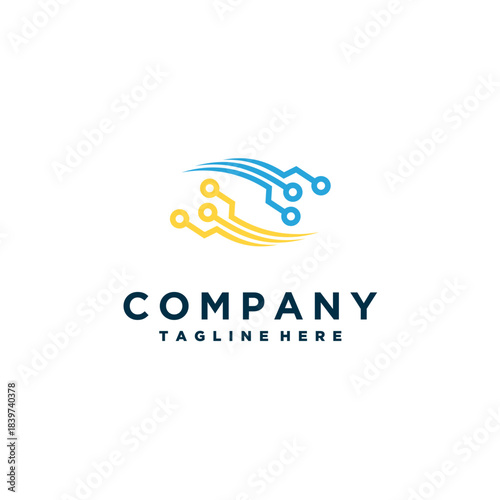 technology logo template design, emblem, symbol, or icon