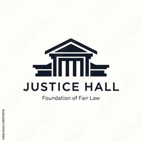 Justice Hall logo featuring a stylized classical building with columns and a pediment, representing law and fairness.