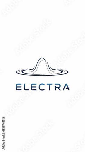 Fotografi A modern blue and white logo featuring an abstract ripple graphic above the word ELECTRA on a clean background