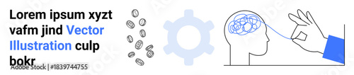 Mental health, therapy, neurology, brain function, problem-solving, cognitive care. Hand gesture unraveling brain tangle. Mental health and therapy concept for emotional and cognitive challenges