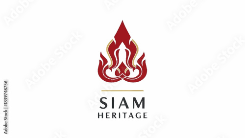 Siam Heritage logo featuring a traditional Thai flame-like motif in red and gold above the brand name on a white background.