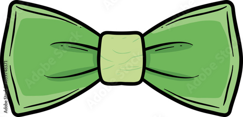 Handdrawn Cartoon Bow Tie Green Formal Wear Fashion Icon