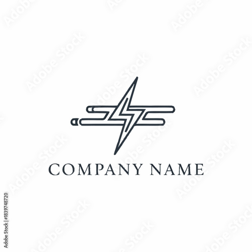 A minimalist line art logo featuring a stylized lightning bolt intersecting horizontal lines, possibly representing electrical current, with "AC" text and "COMPANY NAME" below.
