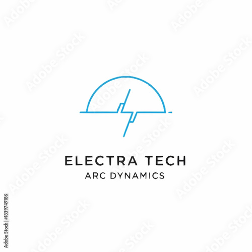 Tableau sur toile A minimalist blue line logo for Electra Tech Arc Dynamics, featuring a lightning bolt within a semi-circular arc design