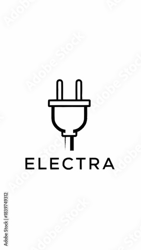 Hand pressing a power button to activate a business concept icon vector logo of electric energy and success symbol design illustration with a plug sign cable