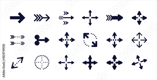 Collection of various arrow icons featuring direction navigation pointers and interface elements