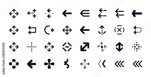 Collection of essential interface arrow icons with different styles for web application use