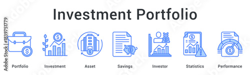 Investment portfolio management tracking assets and savings with investor statistics for performance optimization.