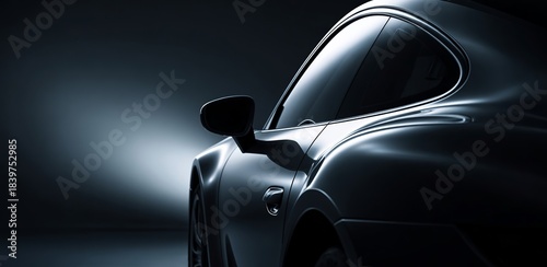 Sleek Ride: Captured in an elegant studio setting, the side profile of a luxurious car is showcased in stunning detail, highlighting its curves and sophisticated design.