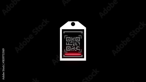 Glowing neon payment QR code icon animation,QR code with scan icon isolated animation ,mobile QR code neon icon animation, QR code 4k video footage