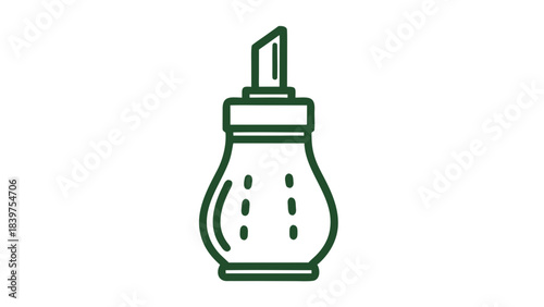 Green Outline Icon of a Sugar Dispenser with Pour Spout Against a Black Background