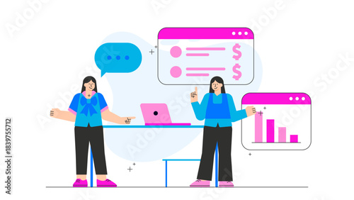 Business mentor guiding entrepreneur Flat Vector Illustration
