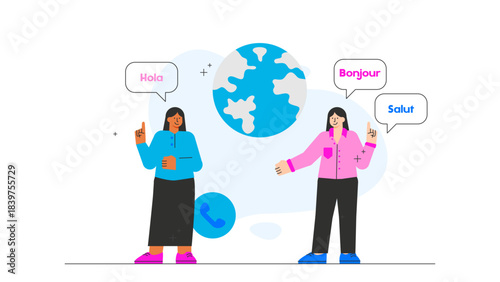 Flat illustration of cross-cultural communication Flat Vector Illustration
