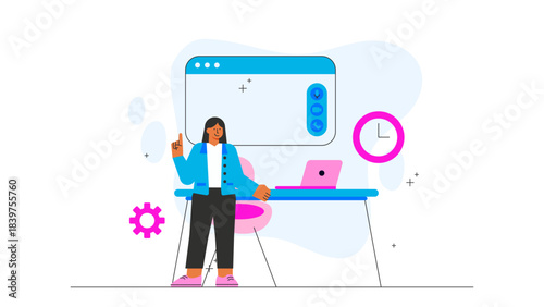 Flat illustration of remote workshop training Flat Vector Illustration