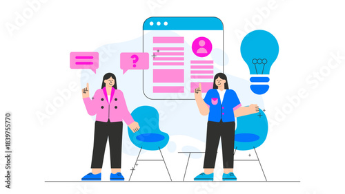 Flat design of client consulting session Flat Vector Illustration