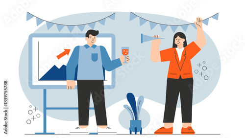 Flat illustration of professional networking event Flat Vector Illustration