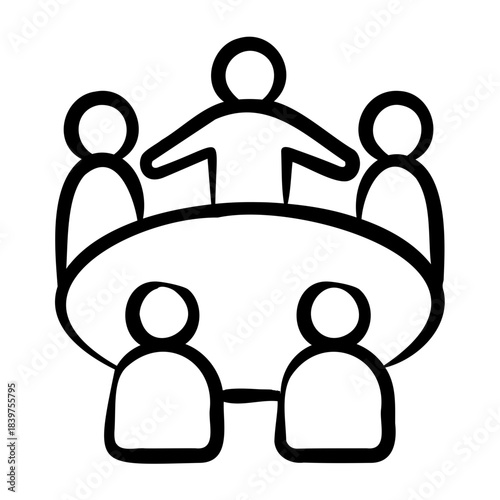 Team Meeting Icon - Handdrawn