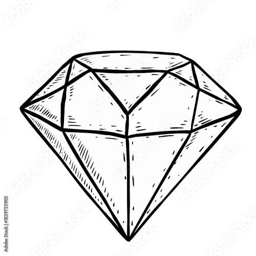 Sketch diamond heart vector illustration