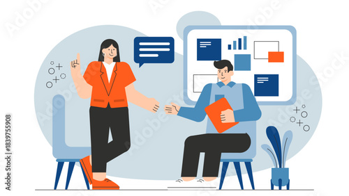 Flat design of panel discussion event Flat Vector Illustration