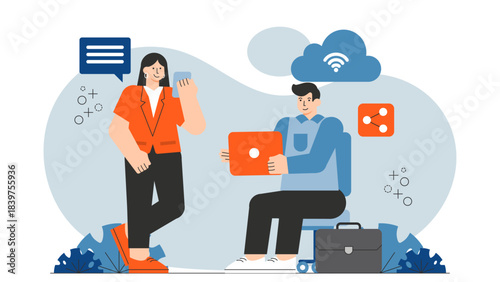 Flat illustration of business speed networking Flat Vector Illustration