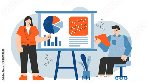 Flat illustration of corporate annual meeting Flat Vector Illustration