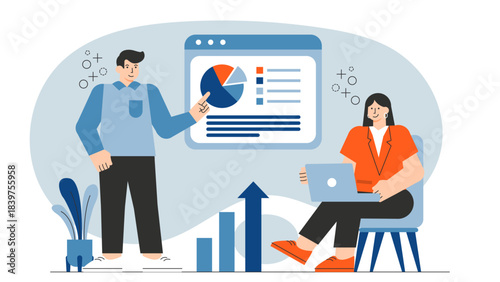 Flat vector of business elevator pitch Flat Vector Illustration