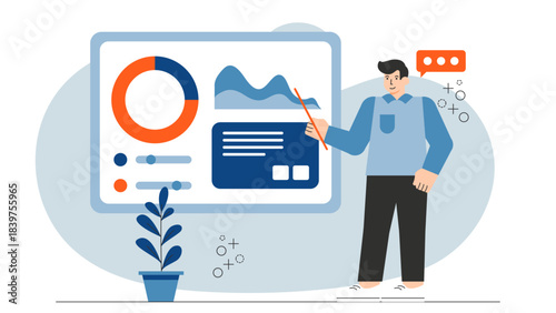 Flat illustration of investor pitching event Flat Vector Illustration