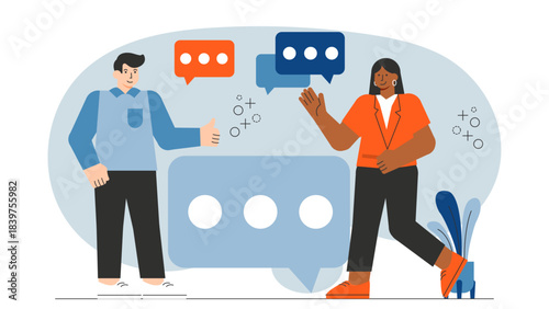 Flat illustration of cross-cultural communication Flat Vector Illustration