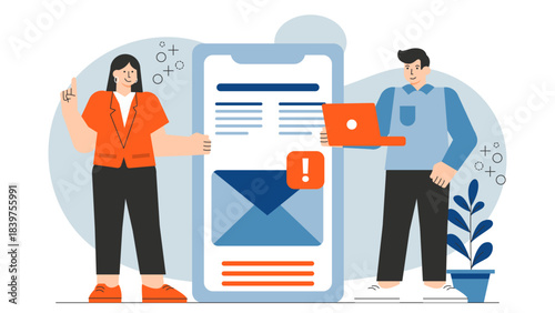 Corporate email communication concept Flat Vector Illustration