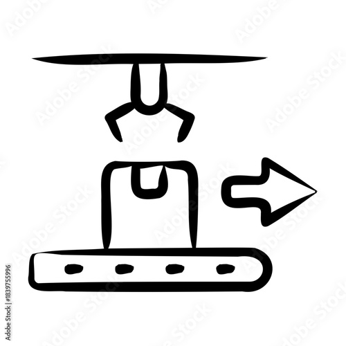 Packaging Line Icon - Handdrawn
