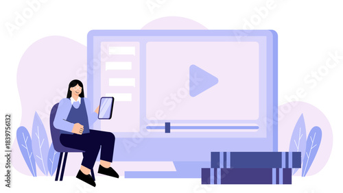 Flat vector of online webinar session Flat Vector Illustration