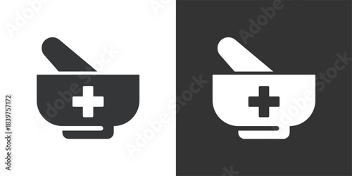 Pharmacy Mortar icon. Solid glyph series icon