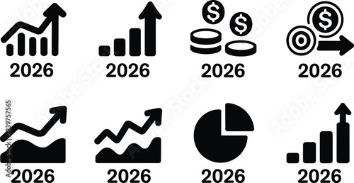 Financial Growth and Investment Icons for 2026