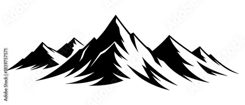Silhouette mountain range isolated on white background, vector design
