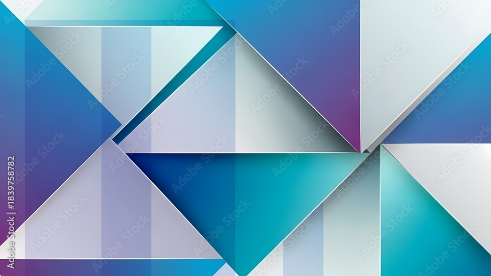 Obraz premium Geometric Harmony: A captivating abstract design featuring overlapping triangular shapes in varying shades of blue, creating a sense of depth, harmony, and modern elegance.