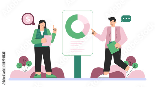 Flat design of microfinance business meeting Flat Vector Illustration