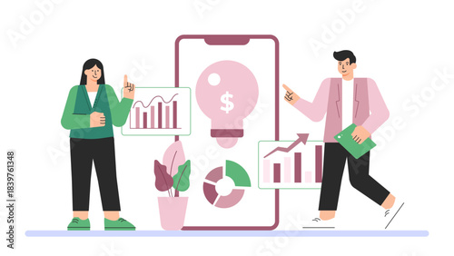 Flat illustration of fintech innovation Flat Vector Illustration