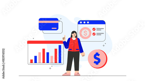 Flat design of microfinance business meeting Flat Vector Illustration