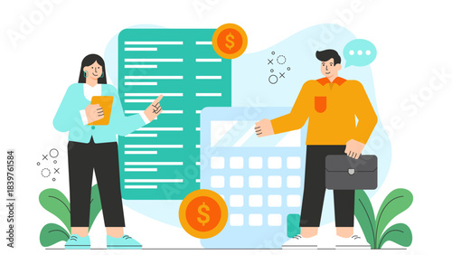 Flat design of accounting and bookkeeping Flat Vector Illustration