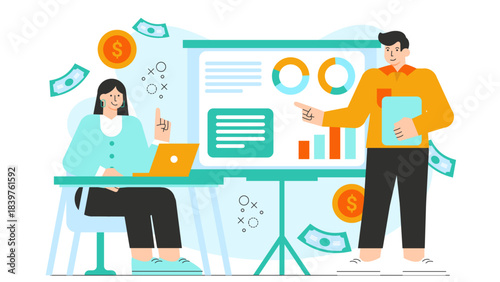 Flat illustration of financial literacy training Flat Vector Illustration